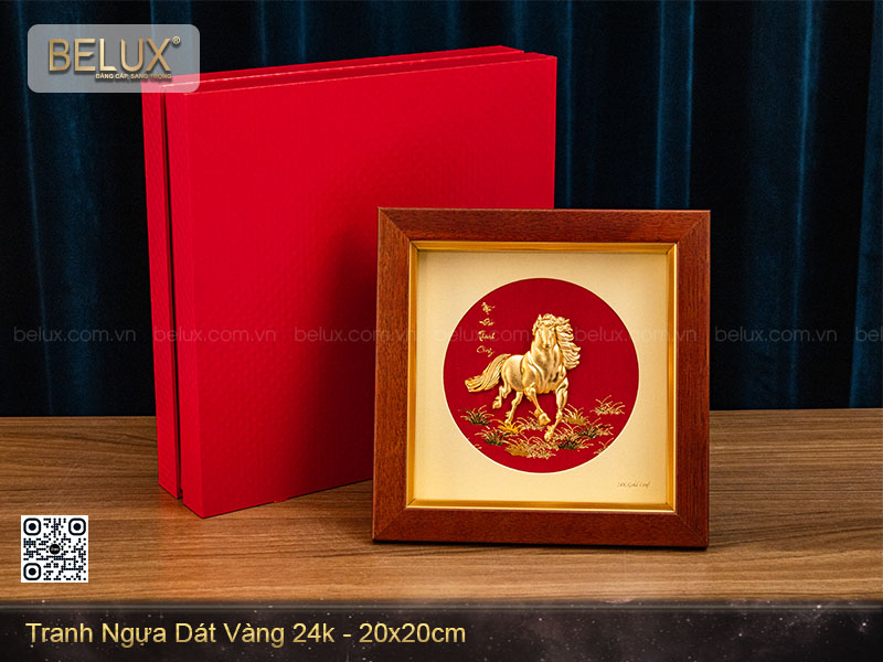 Tranh ngựa dát vàng 24k - 20x20cm&nbsp;